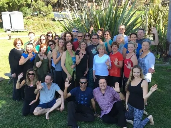 Master Ganesh with Dr. Larry Payne at the Eselan, Big Sur, California with a group of students