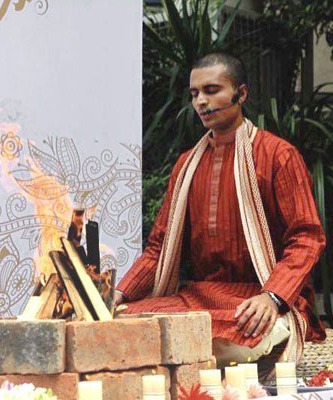 Master Ganesh performing a pooja ceremony 